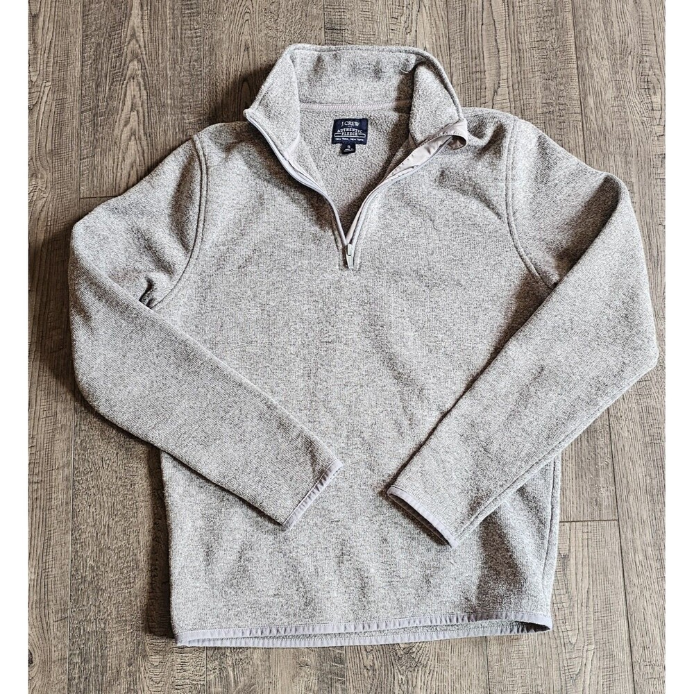 J. Crew Authentic Fleece 1/4 Zip Pullover Sweater Men's Small Stonewash Gray